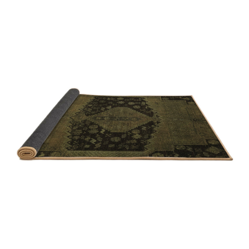 Tapis carré géométrique brun de 6 pi x 6 pi fabriqué à la machine