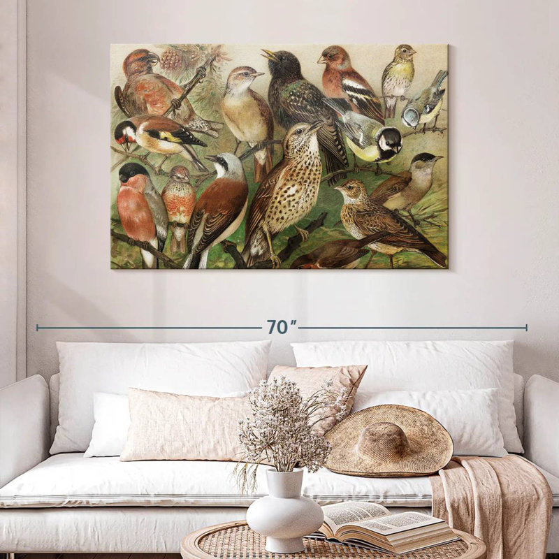 Collection d'oiseaux botaniques Brampt I, H 32 po x l 48 po