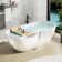 63" Freestanding Solid Surface Bathtub Stone Resin with Overflow and Pop-up Drain, 3 Colors Option