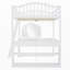 Lit mezzanine double en bois avec bureau en U, compartiments de rangement et miroir à trois volets