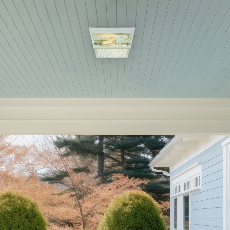 Peterson 12-Inch Outdoor Surface Mount Ceiling Fixture, Matte White Finish With Clear Water Glass