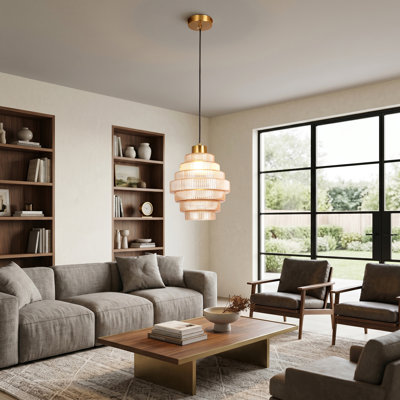 Luminaire suspendu simple en verre ambré Pagoda