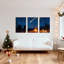Ensemble de 3 toiles murales « Ciel étoilé avec météore et feu de camp » pour salon, chambre ou espace extérieur.-121088594