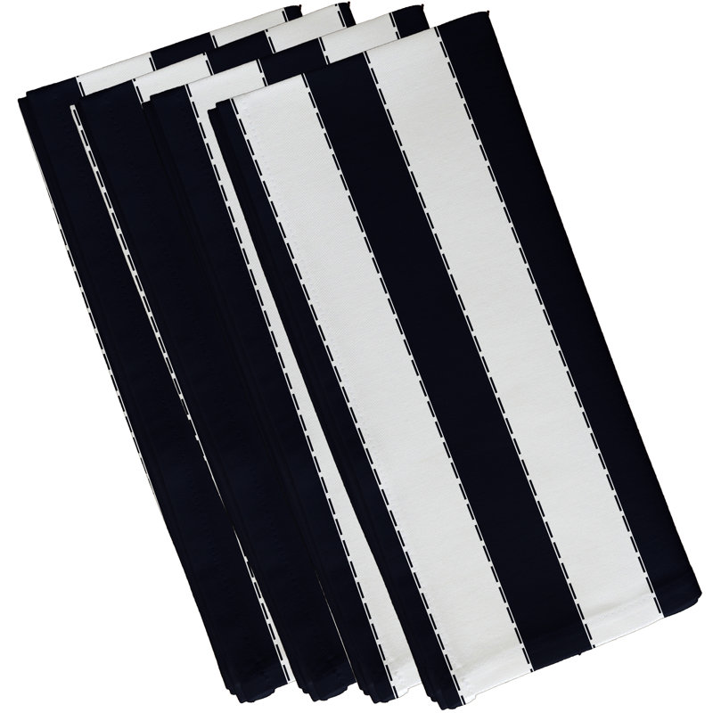 Stitch In Time Polyester Striped Square Napkin, 10" W x 10" L, Navy Blue