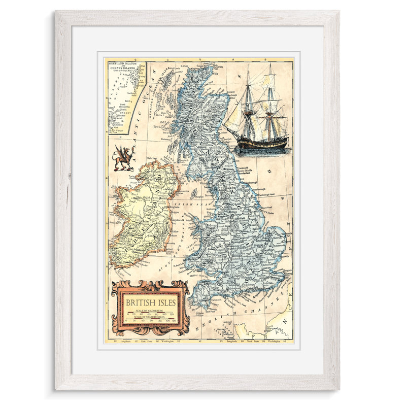 « british a4/papier map » par paul cezanne-cadre photo, impression sur papier, H 22 po x l 16 po x P 1 po, Blanc