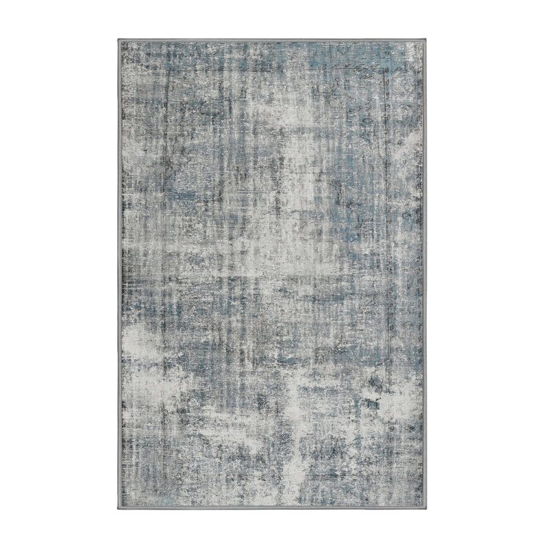 Tapis gris traditionnel/bleu ciel clair Caldello, Rectangle 4 pi x 6 pi