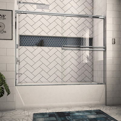 - W x 57.36'' H Bypass Door Semi-Frameless Tub Door with