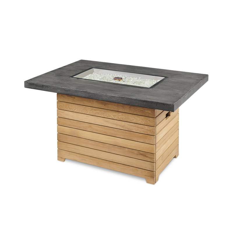 Table de foyer d'extérieur en béton avec couvercle Cove H 24,3 po x l 40,1 po