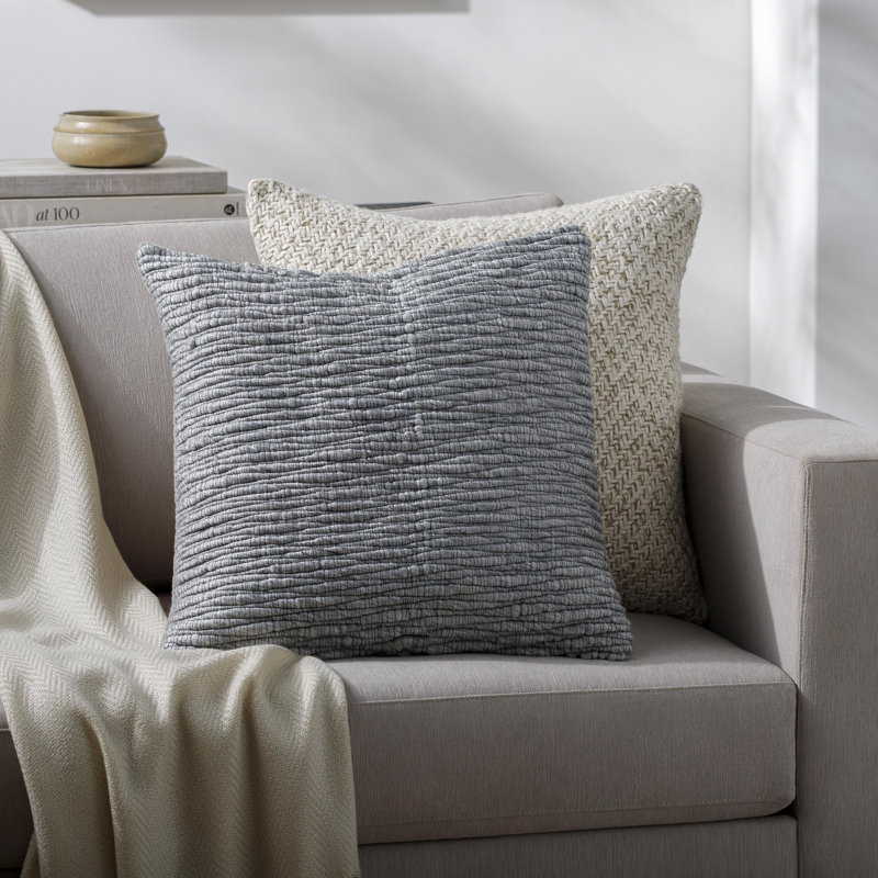 Coussin Elowyn, Ardoise pâle, 20 po x 20 po, Duvet