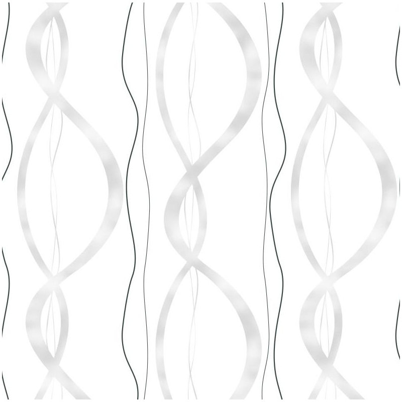 Ribbons And Chains Abstract Vinyl Wallpaper Roll by Jamie Graney, White/Silver/Black
