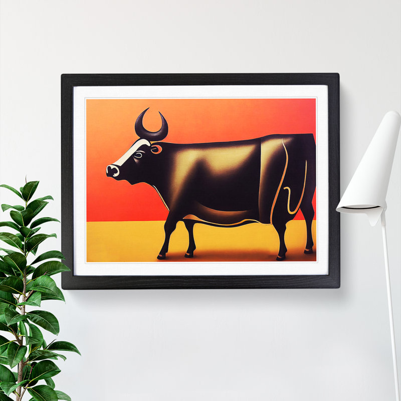 Dashing Cow - Framed Print, Black, 46cm H x 64cm W x 2cm D
