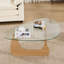Table basse moderne en verre 16,5 po H avec base en bois massif-1308275976-1280242296