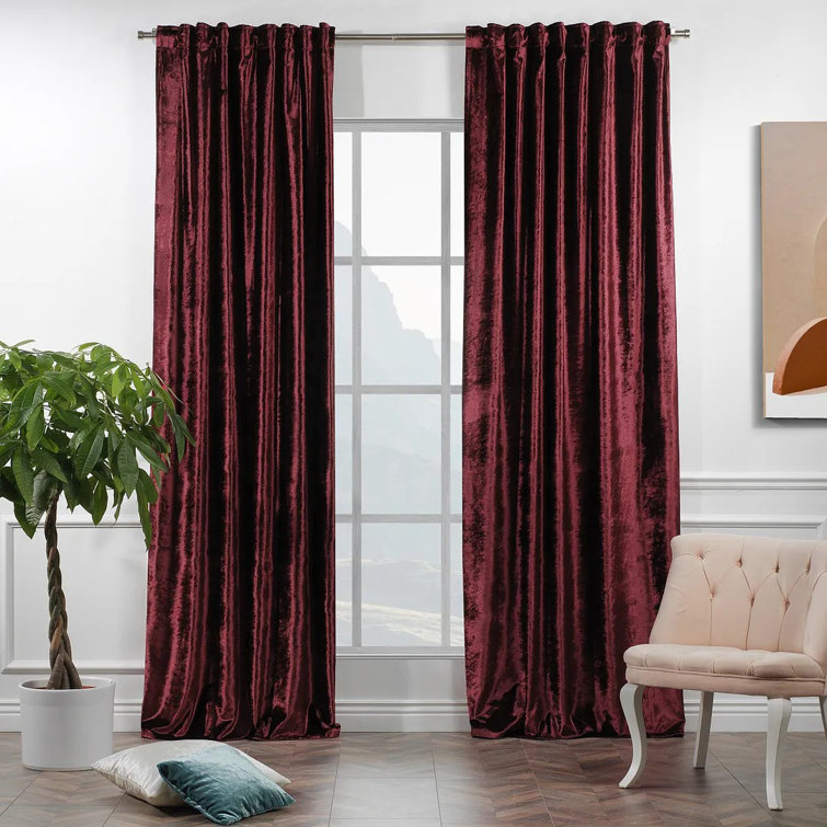 Rideau simple extra long et extra large en velours brillant de luxe