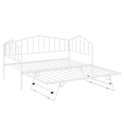 Daybed with adjustable trundle, easy setup guest bed with elegant curved lines