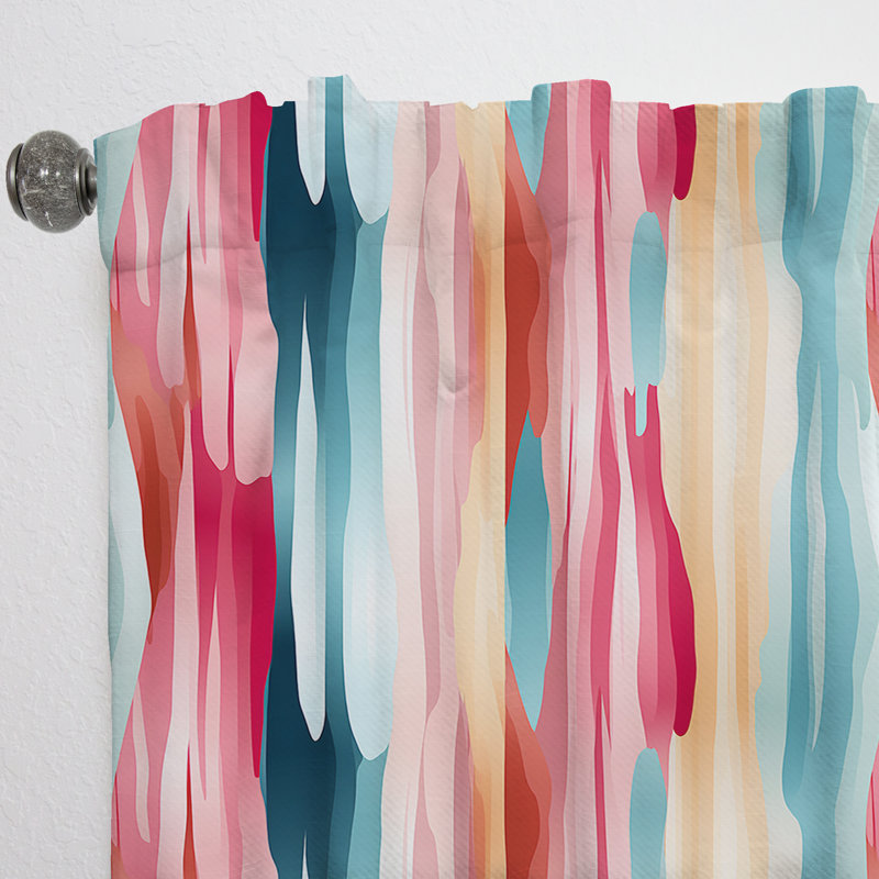 Motif de lignes bleues et roses Bliss I - rideau obscurcissant à rayures - 1 panneau, L 52 po x L 63 po