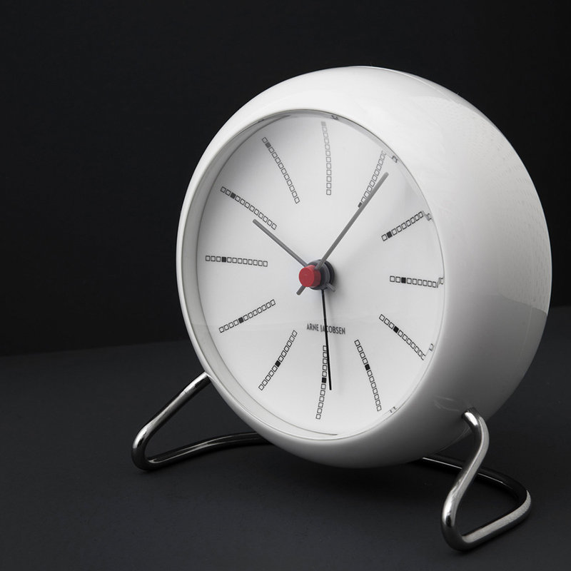 Bankers Electric Clock, White/Silver