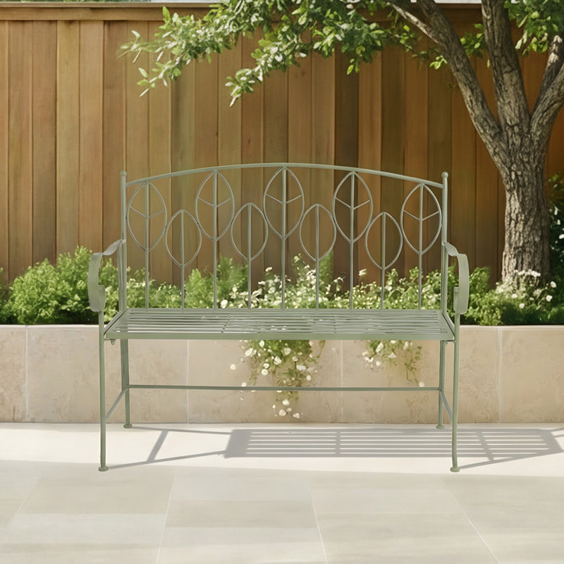 BENCH Wrought Iron Outdoor Bench, Green