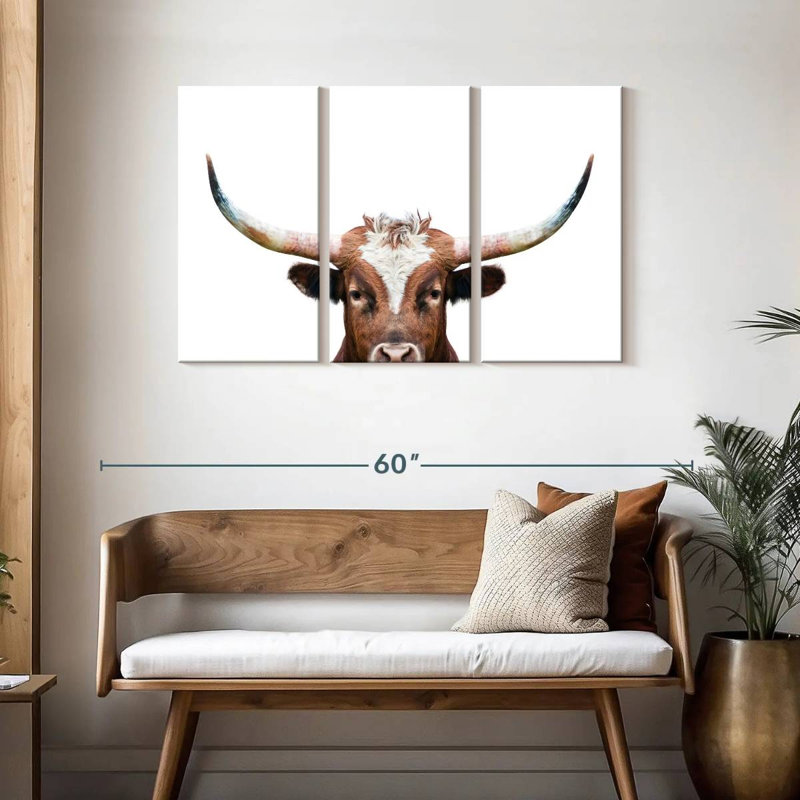 Brampt Peeking Long Horn, 28" H x 45" W