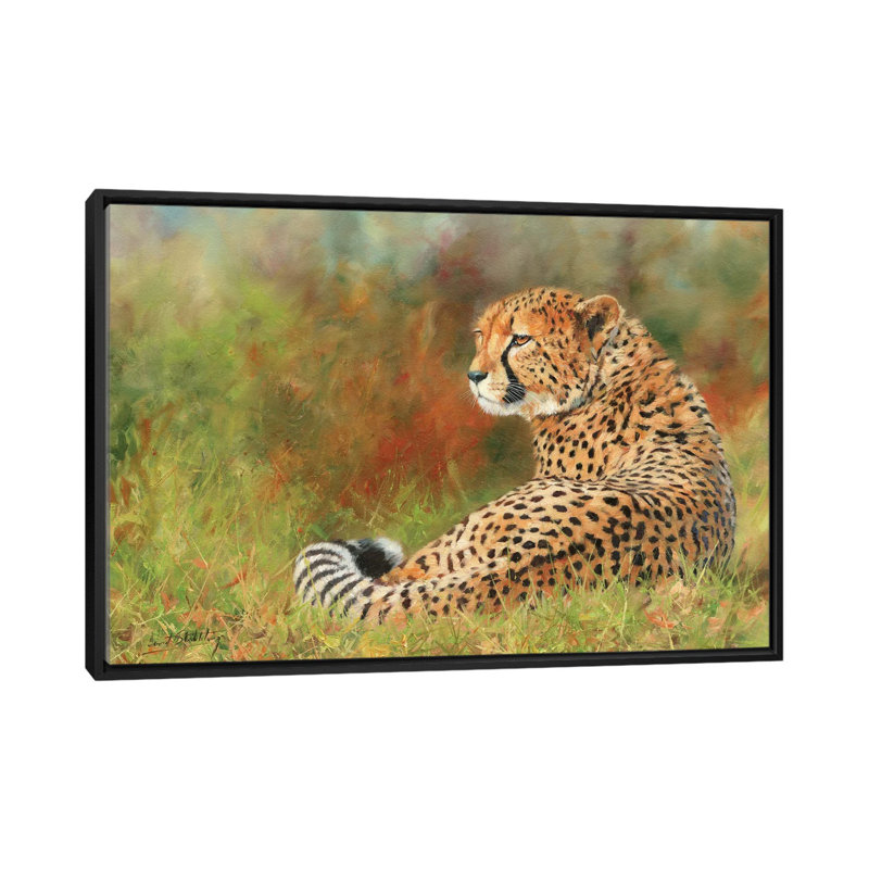« guépard ii », impression sur toile, H 40 po x l 60 po x P 1,5 po, Toile avec cadre noir, Pas de tapis