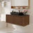 36" Single Bathroom Vanity with Marble Top, Brown Wood Base and Black Sink-1004751226