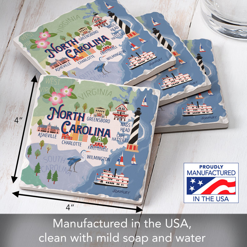 Thirstystone North Carolina 4 Piece Tumbled Tile Coaster Set