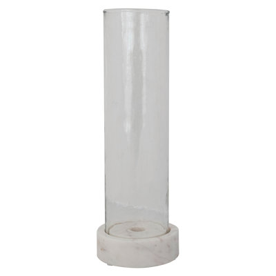 Marble Taper/Pillar Candle Holder With Glass Hurricane