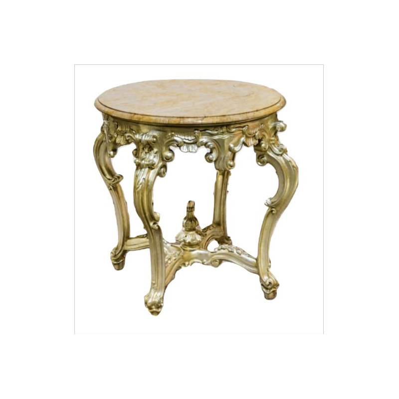 New Empire Marble End Table, Antique Gold