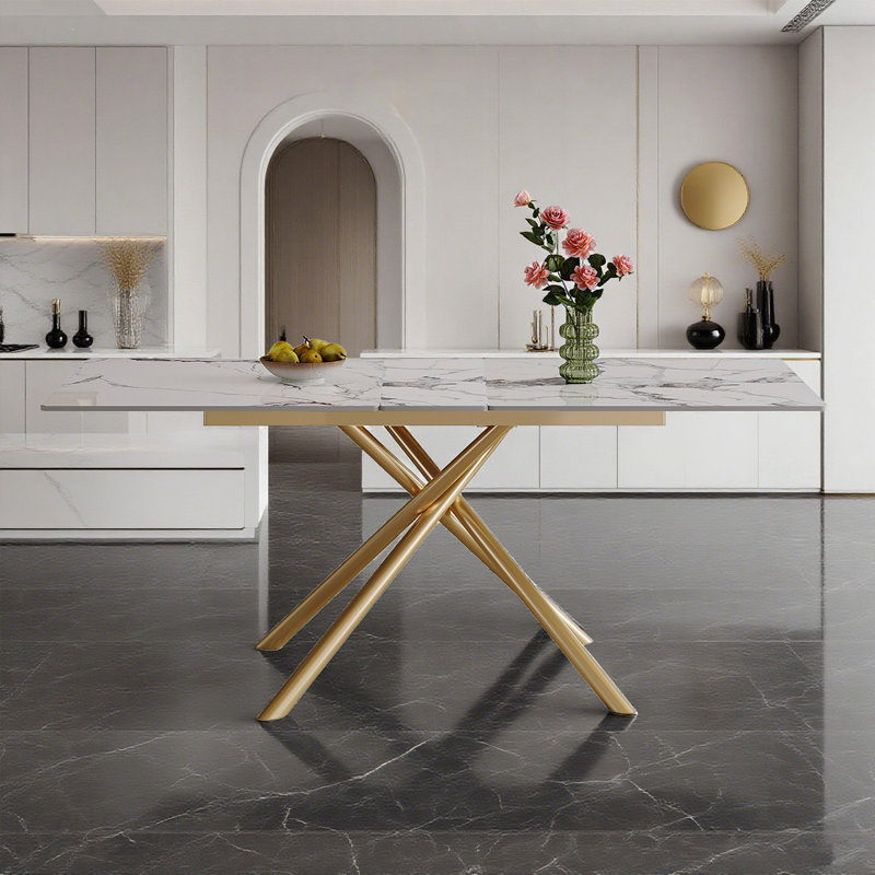 Table de salle à manger extensible Modern, Or