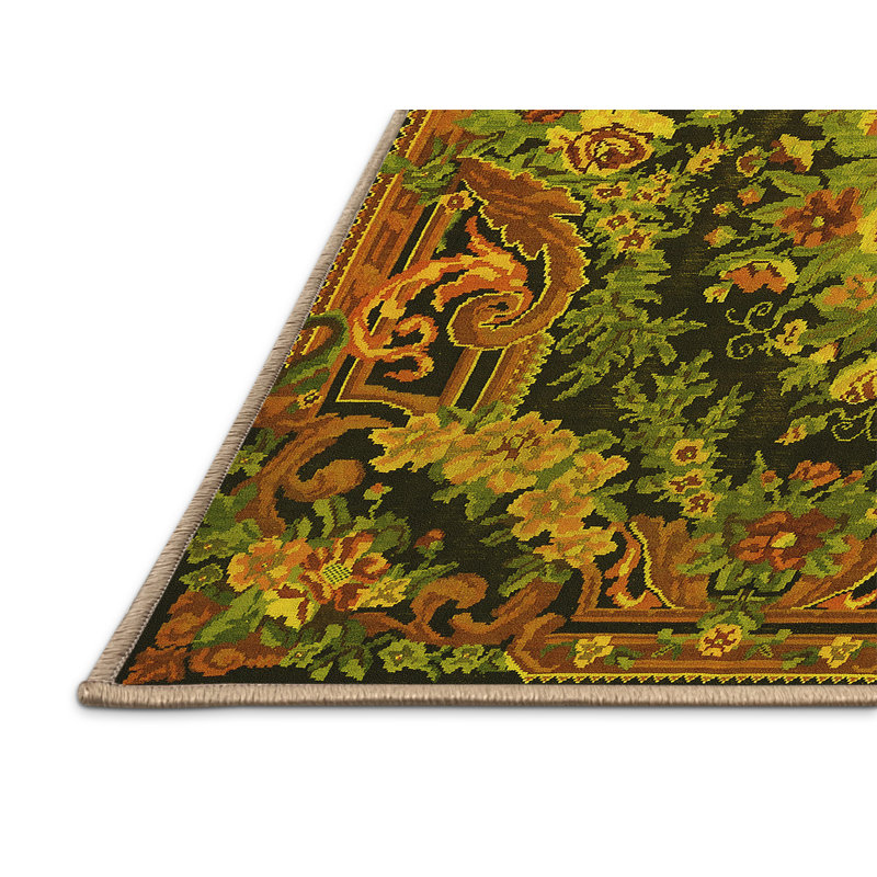 Washable Floral Indoor Rug, Rectangle 5' x 8'