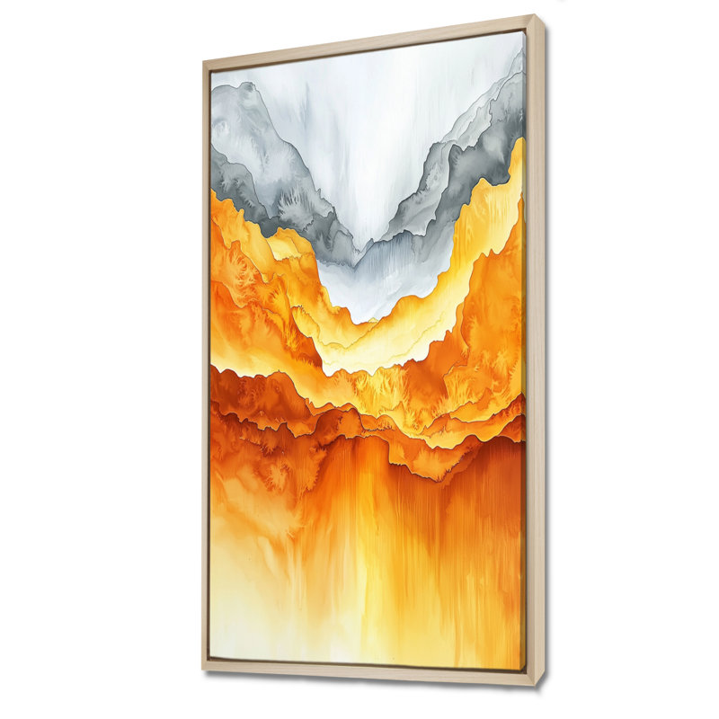 Art mural Oberta, H 60 po x l 28 po, Reproduction avec cadre flottant, Crème, crème