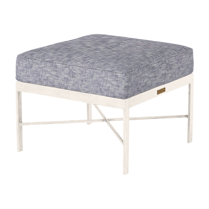 Monaco Outdoor Ottoman With Cushion, Chalk, Natural White, Welt