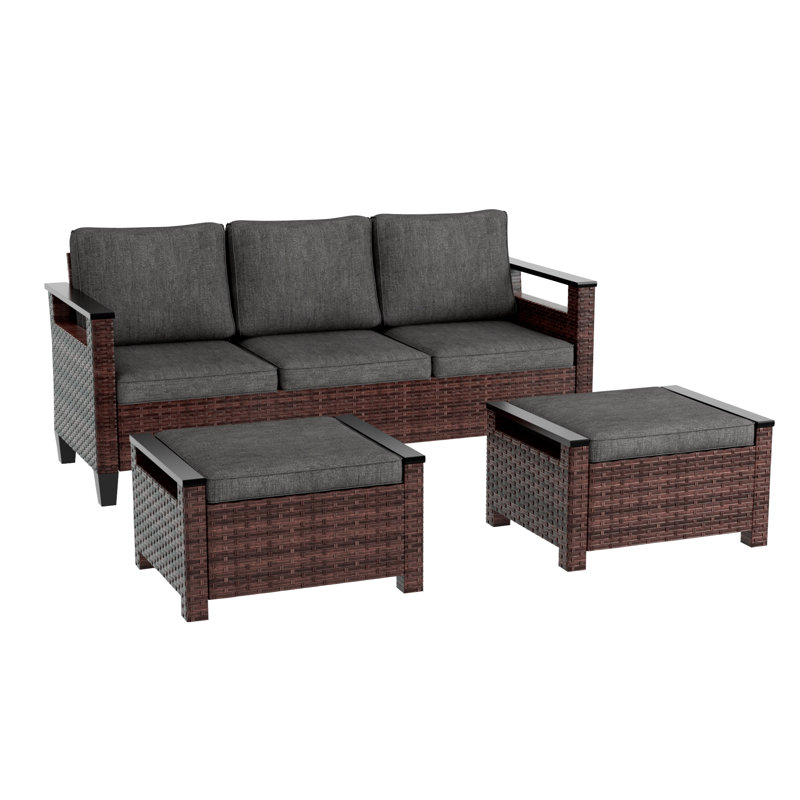 3 Pieces Patio Bistro Set with Washable Cushion for Balcony, Porch, Yard, Backyard, Lawn, Black