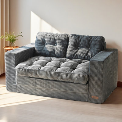 Corduroy Convertible Loveseat – 55.5" Modern Folding Sofa with Armrests