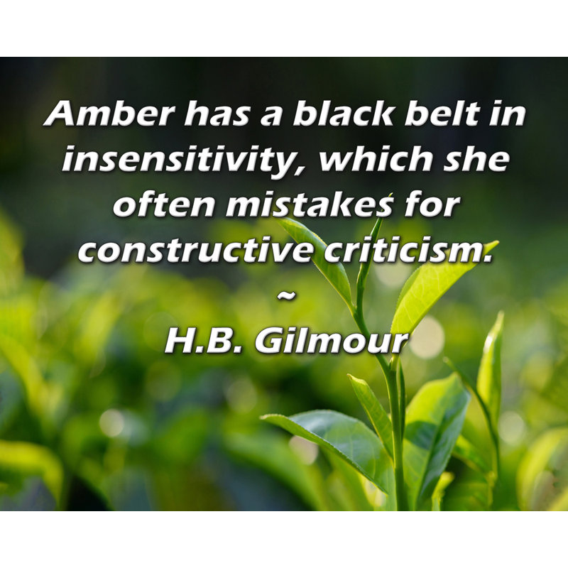 ArtsyQuotes Gallery Wrapped Canvas By H.B. Gilmour: "Amber has a black belt in insensitivity, which she often mistakes for constructive criticism."