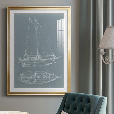 Yacht Sketches III, reproduction d'art encadrée
