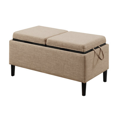 Maggie Upholstered Ottoman with Reversible Tray and Solid Wood Legs