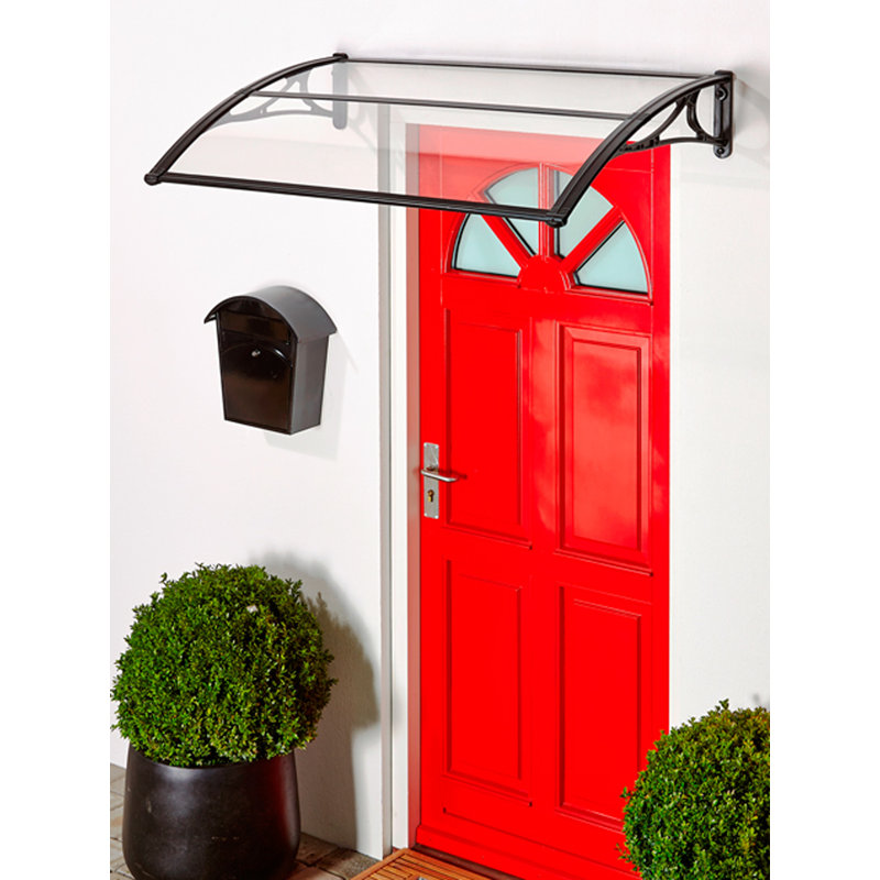 Dakota Fields 1.2cm W x 0.74cm D Plastic Clear Cover Retractable Door / Window Awning, Black