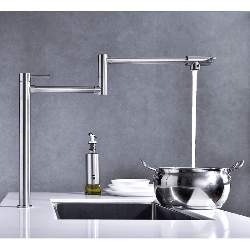 Robinet remplisseur de pot avec tige d'extension, Nickel brossé
