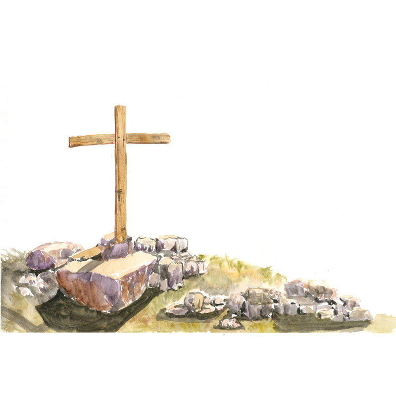 Easter Cross On Hillside - Wrapped Canvas Art Prints, 30cm H x 46cm W