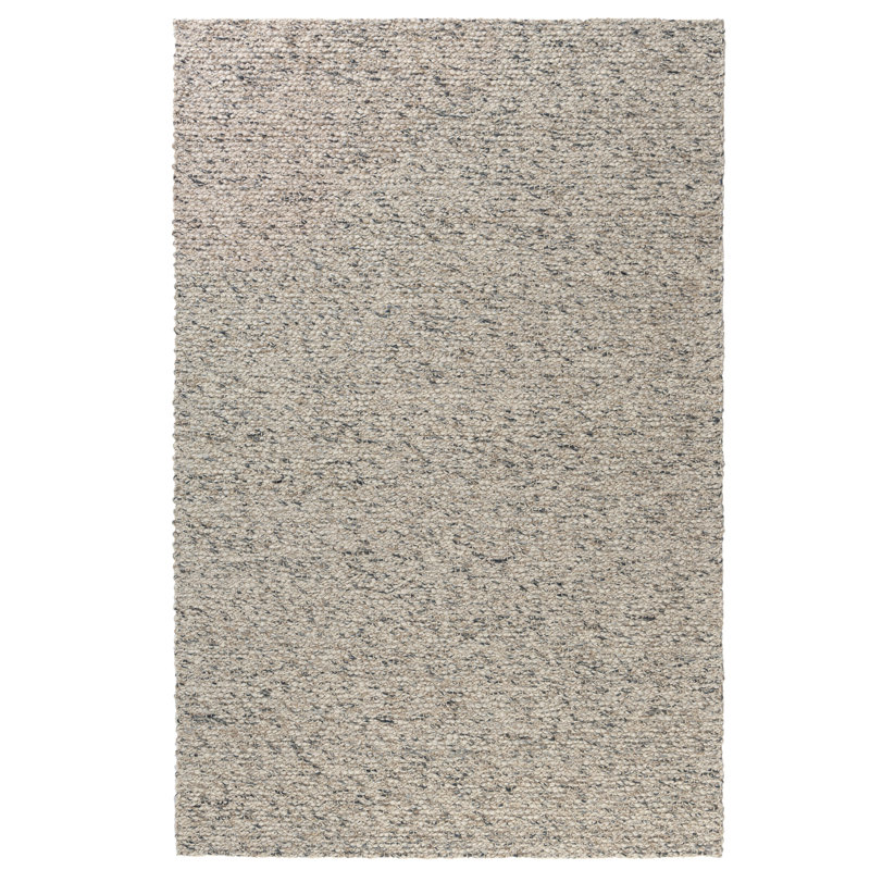Tapis contemporain rayé en laine fait à la main, Ivoire / sarcelle, Rectangulaire 2 pi x 3 pi