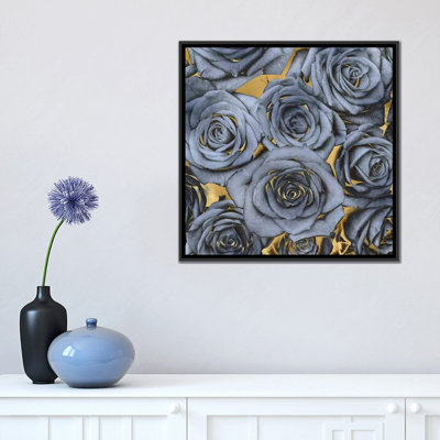 «Roses - Blue on Gold», impression sur toile