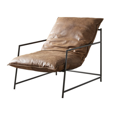 Sleepy Metal Frame Genuine Leather Leisure Chair
