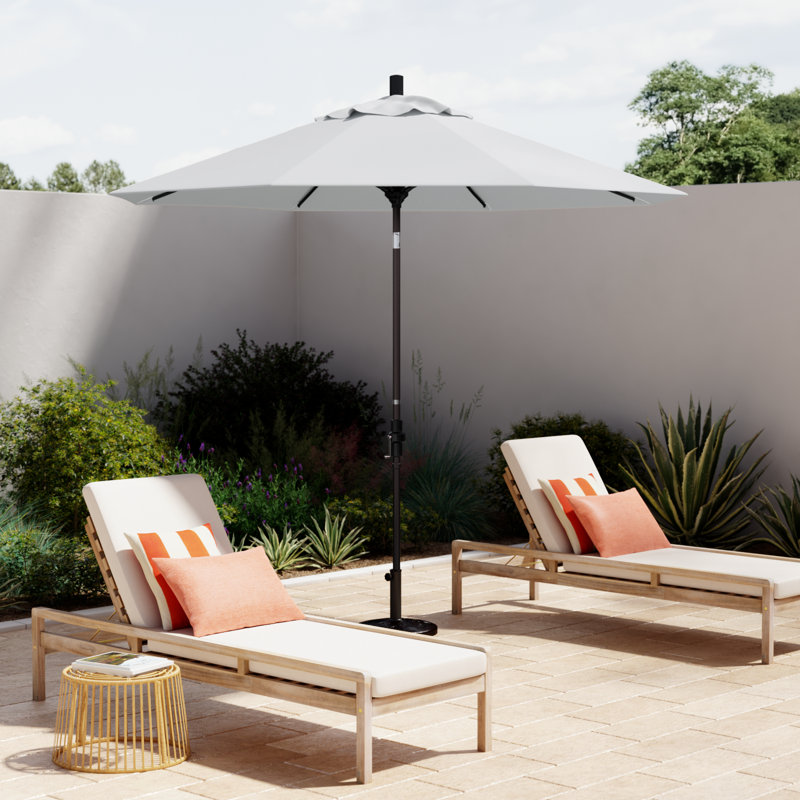Parasol de marché Sunbrella® 9 pi Roverta, Toile Sunbrella® naturel, Brun