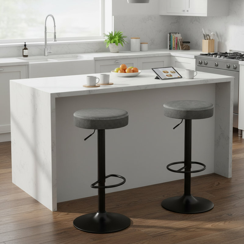 Adjustable Height Counter Stool with Metal Frame, Grey