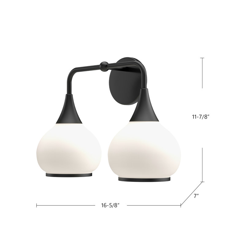 Éclairage pour meuble-lavabo Marsi, 2, Noir mat, Verre transparent
