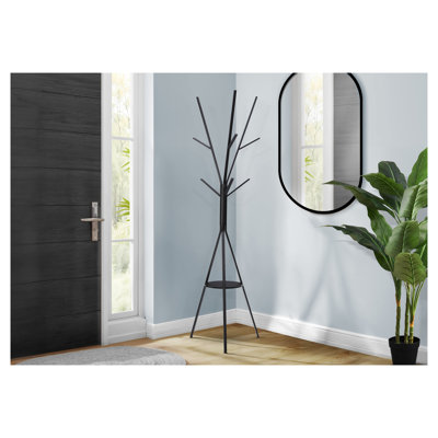 Portemanteau 72 po en métal noir avec 6 crochets pour l'entrée, la chambre à coucher et le couloir