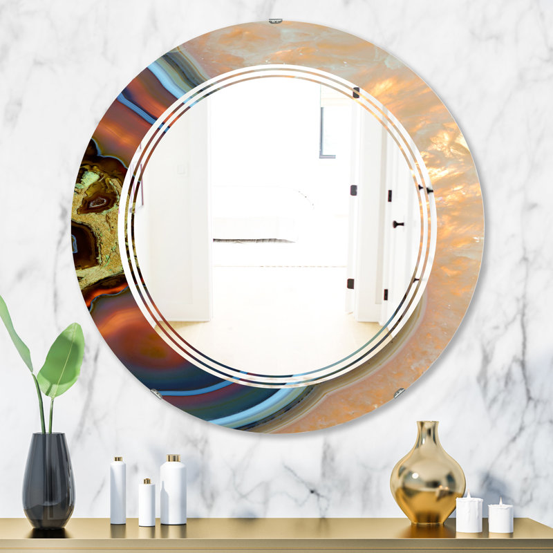 Triple C Abstract Mineral Texture Modern & Contemporary Frameless Wall Mirror, 31.5" x 31.5" 
