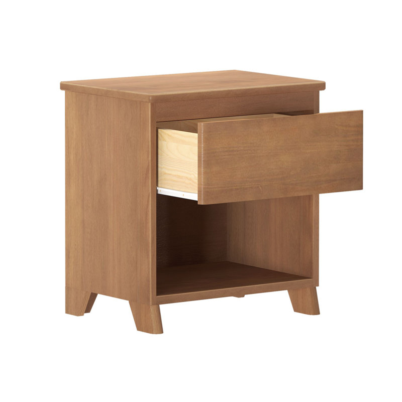 Kathryn 1 Drawer Solid Wood Nightstand, Pecan Wirebrush