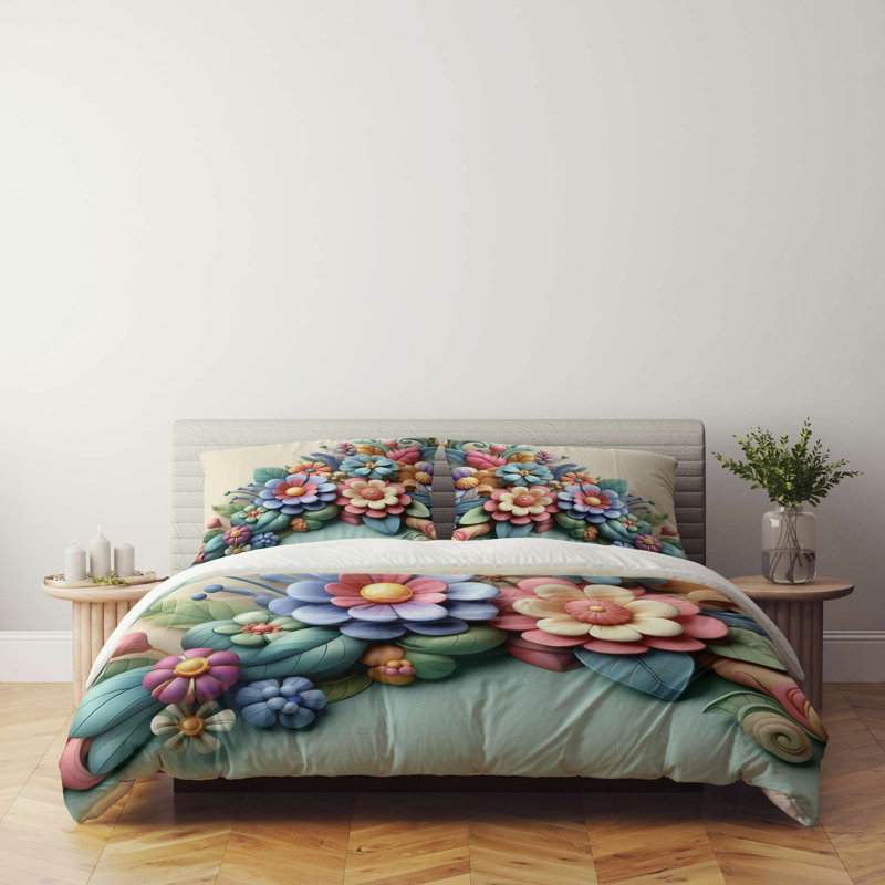 High-Quality Double Quilt Cover Set, 100% Polyester & Cotton Blend, 78.7 x 78.7 Inches | Includes 2 Pillowcases (23.6 x 23.6 Inches) | Machine Washable, Button Closure, Soft & Durable, Perfect for Cozy Bedrooms