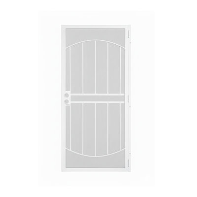 Security Screen Door - Expanded Mesh Steel With Rust-Resistant Finish And Dual-Bore, Reversible Left Or Right In Black Or White